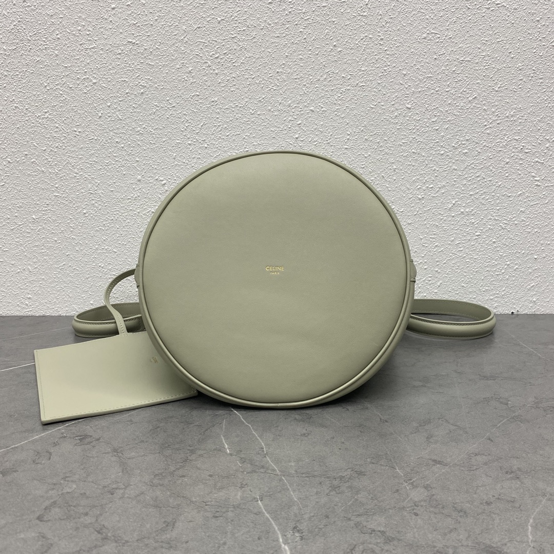 Celine Bucket 16 Smooth Calfskin Handbag Shoulder Bag Light Grey 195573